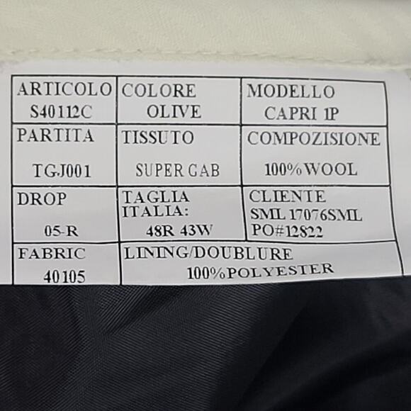 Cianni Celleni men's wool suit 48R olive gray super 110's high twist wool formal - Picture 12 of 16